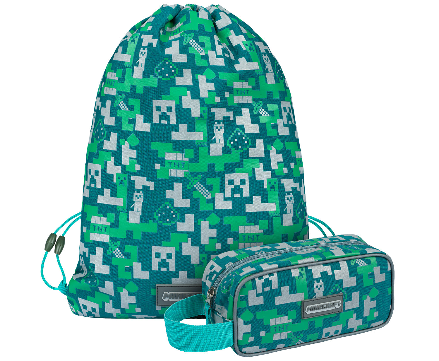 baagl-minecraft-set-2-silver-creeper-trousse-sac-gym image 1