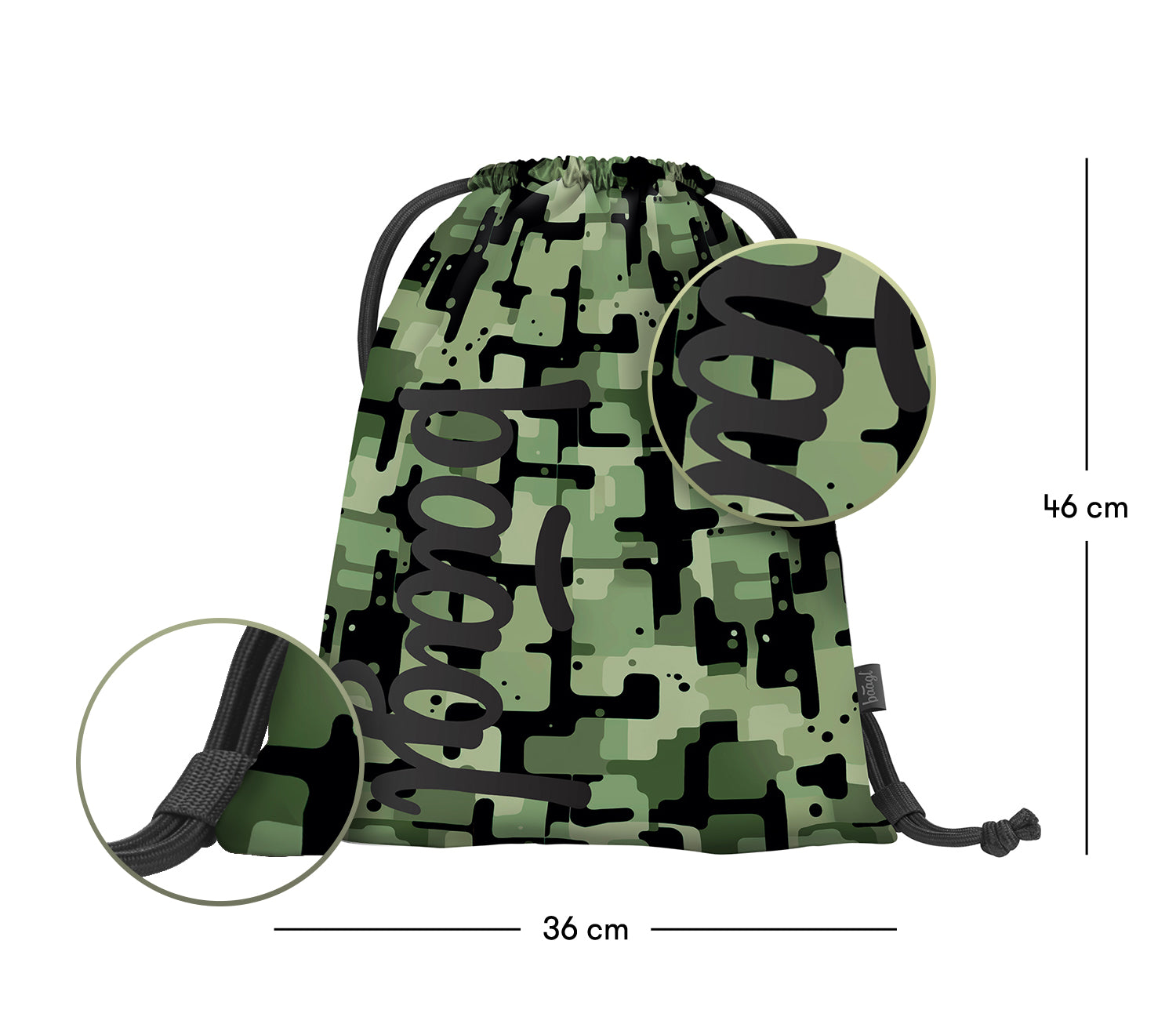 baagl-green-sac-sport-enfant-cordon-lavable-vert image 3