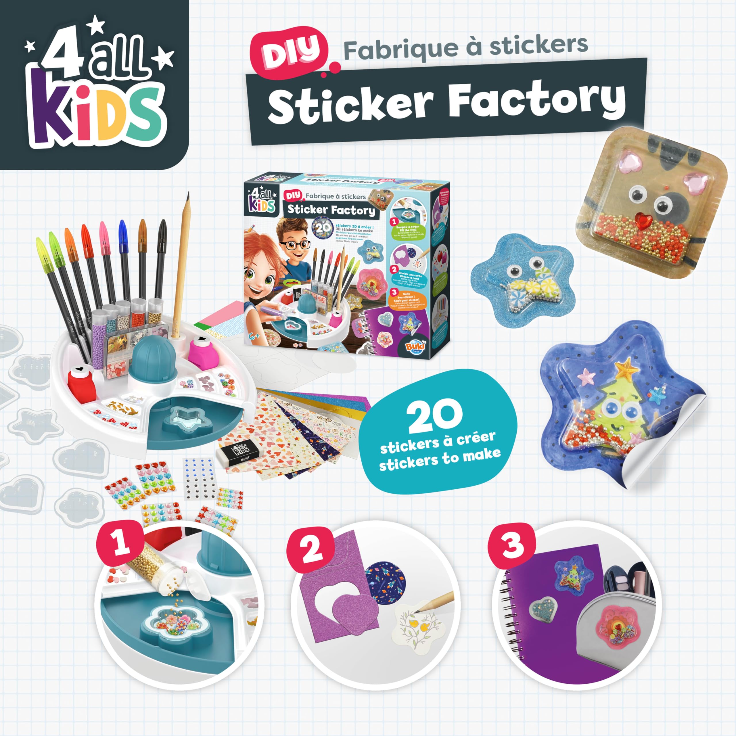 buki-fk011-fabrique-stickers-3d-kit-20-stickers-enfant image 7