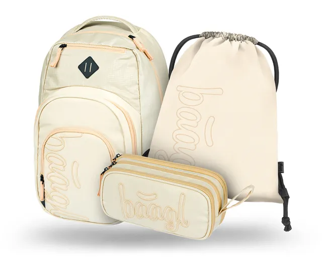 baagl-coolmate-beige-cartable-35-l-set-3-pi-ces image 1