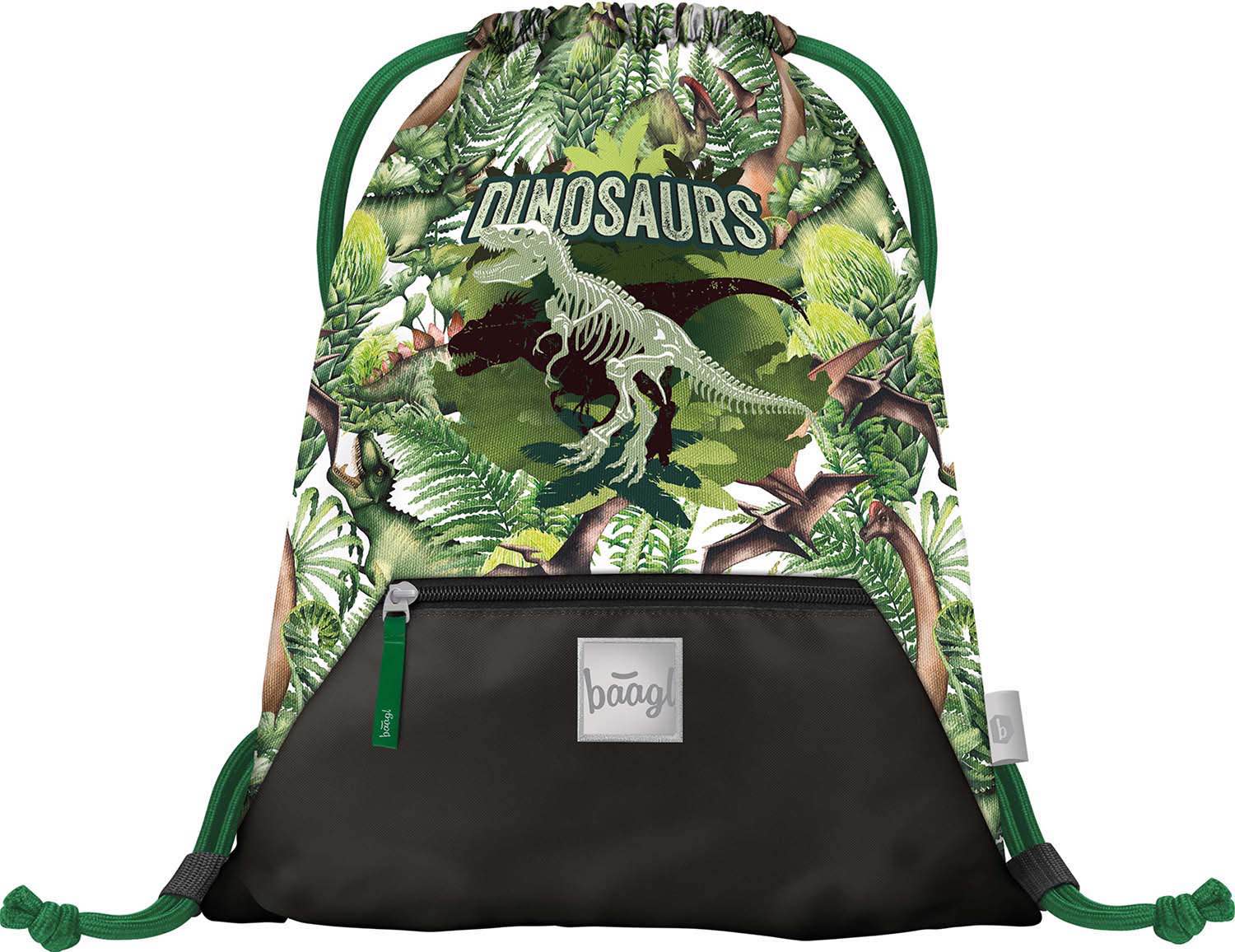 baagl-dinosaures-sac-gym-poche-zipp-e-vert image 1