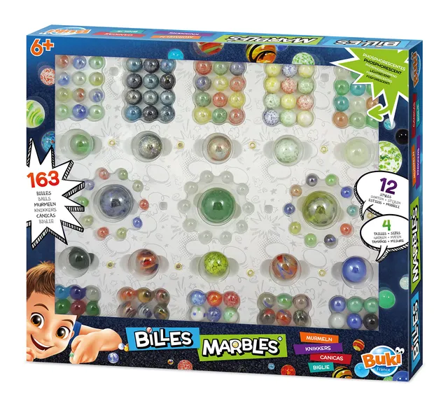 buki-robots-pm855-coffret-163-billes-verre-4-tailles image 1