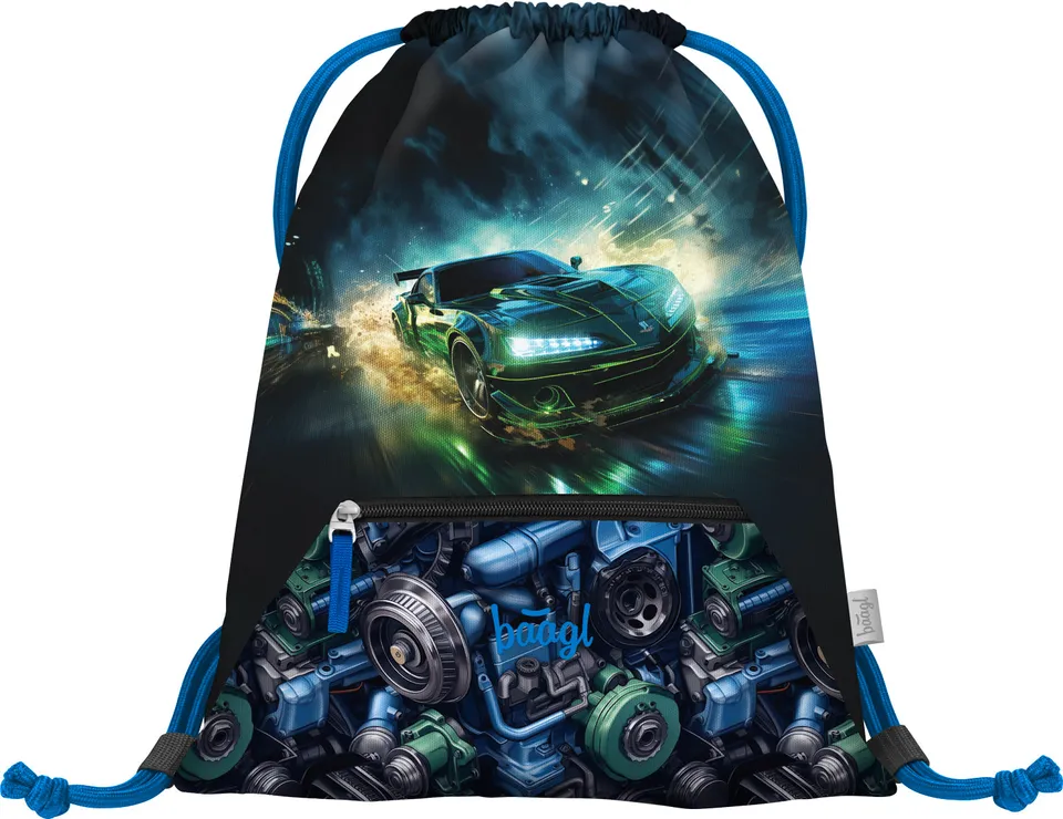 baagl-sac-de-gym-racing-car-avec-poche-zipp-e image 1