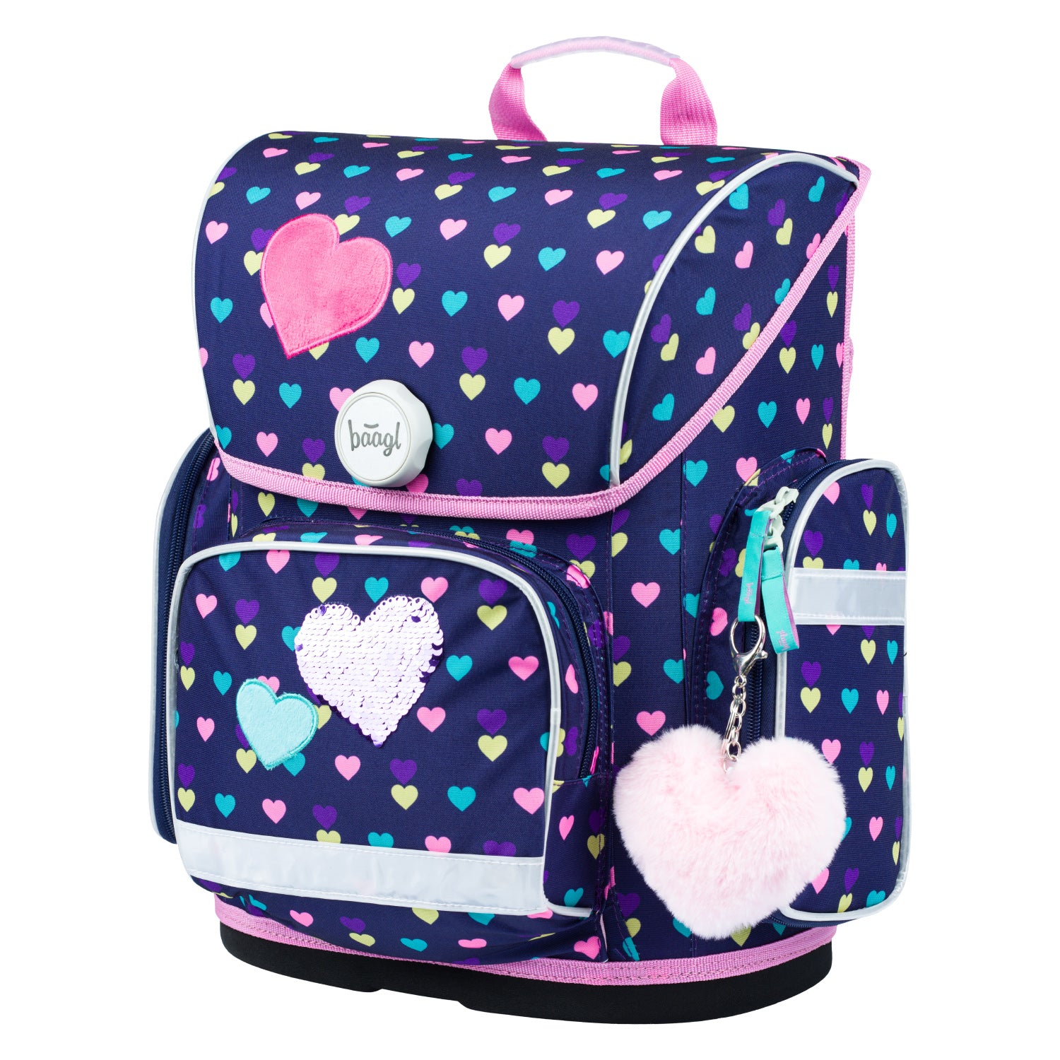 baagl-ergo-pink-hearts-cartable-rose-19-l-magn-tique image 2