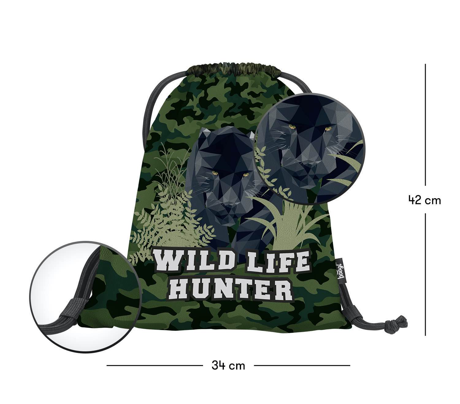 baagl-panther-sac-gym-enfant-noir-lavable image 3