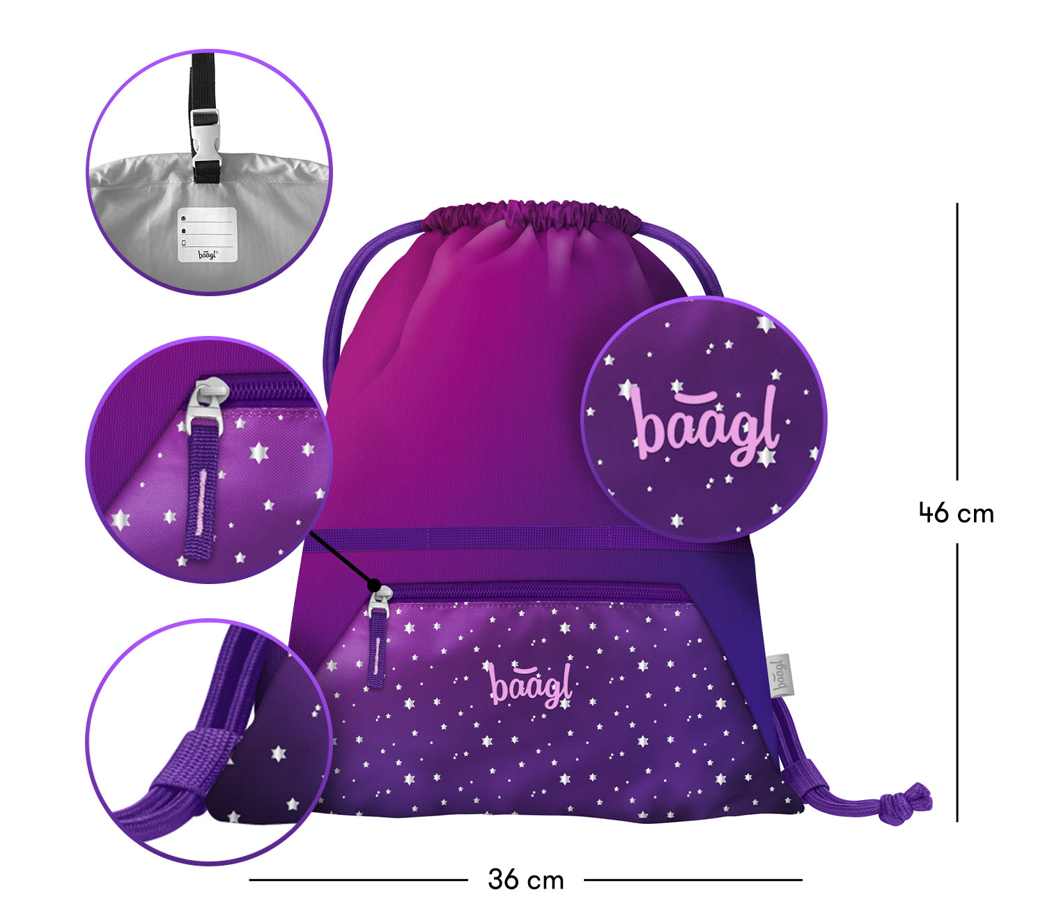 baagl-gym-sacks-heart-sac-de-gym-poche-zipp-e-c-ur image 3