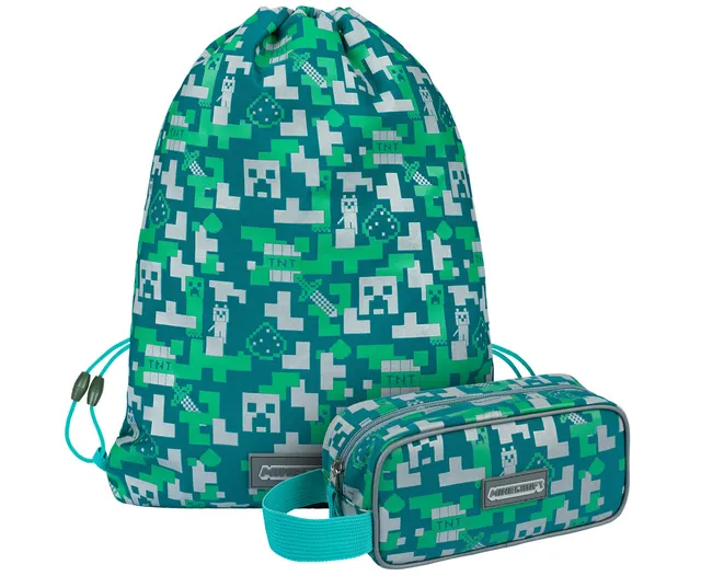 baagl-minecraft-set-2-silver-creeper-trousse-sac-gym image 1