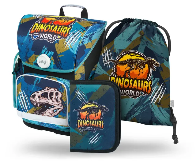baagl-ergo-dinosaurs-world-set-cartable-gar-on-3-pi-ces image 1