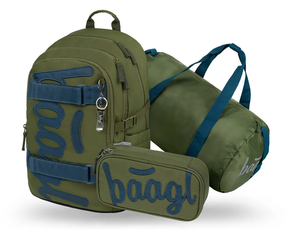 baagl-skate-olive-kit-scolaire-sac-dos-3-pi-ces-recycl image 1