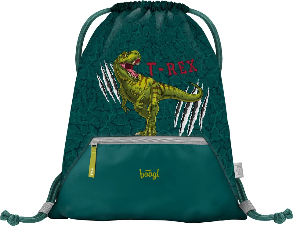 baagl-t-rex-sac-gym-enfant-poche-zip-dinosaure image 1