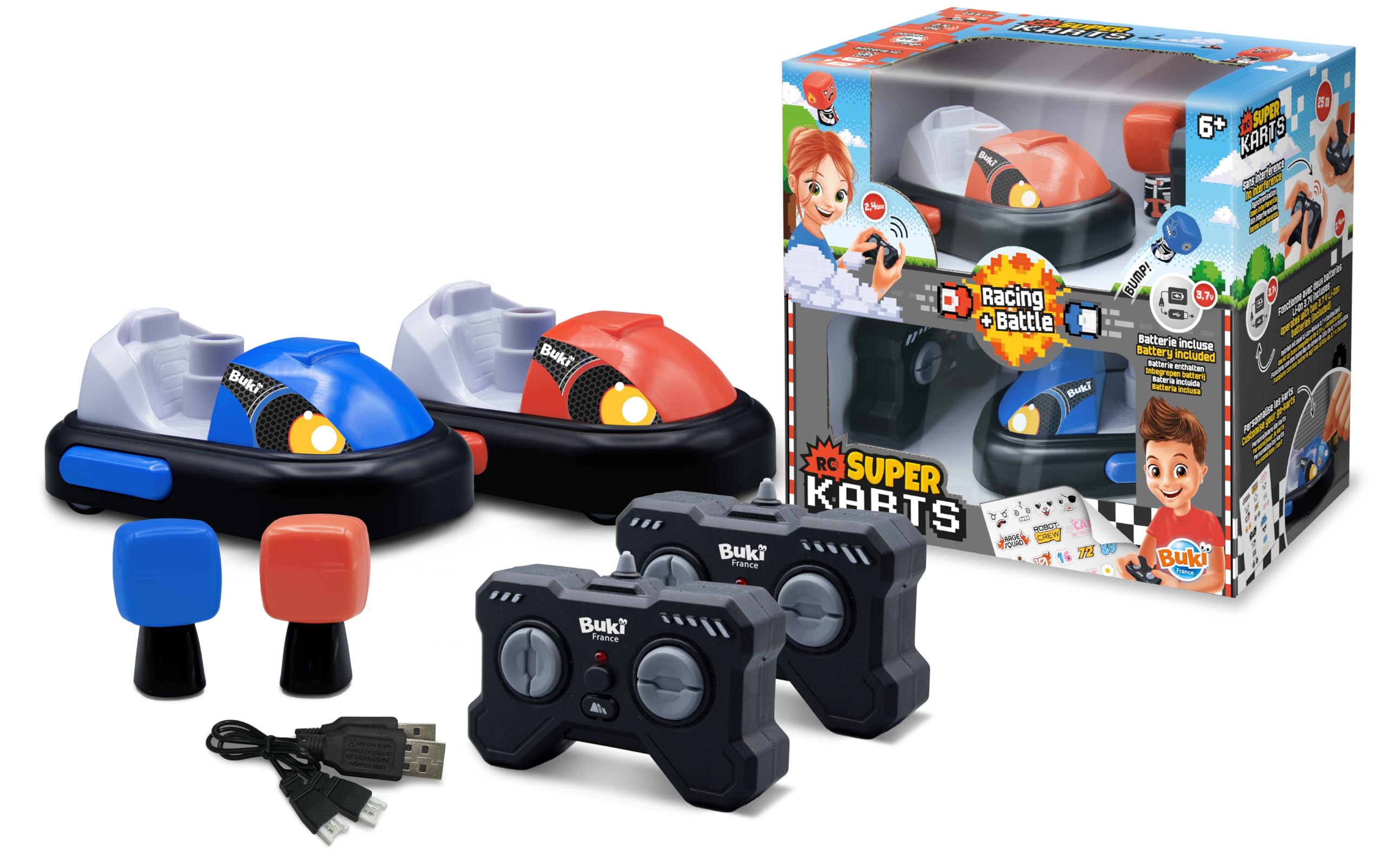 buki-radiocommand-s-37296-pack-2-karts-rc-rouge-bleu-6-ans image 1