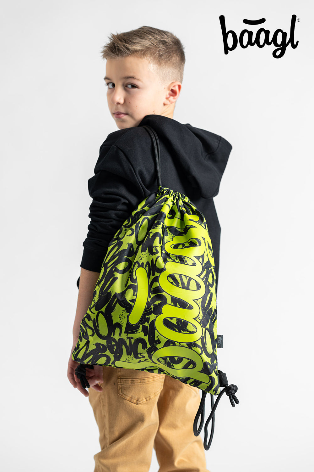 baagl-lime-sac-de-gym-enfant-lavable-cordons image 4