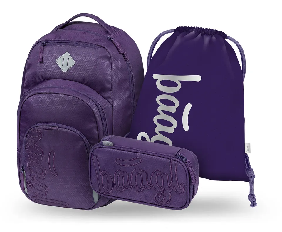 baagl-coolmate-plum-cartable-3-pi-ces-fille-ergonomique image 1