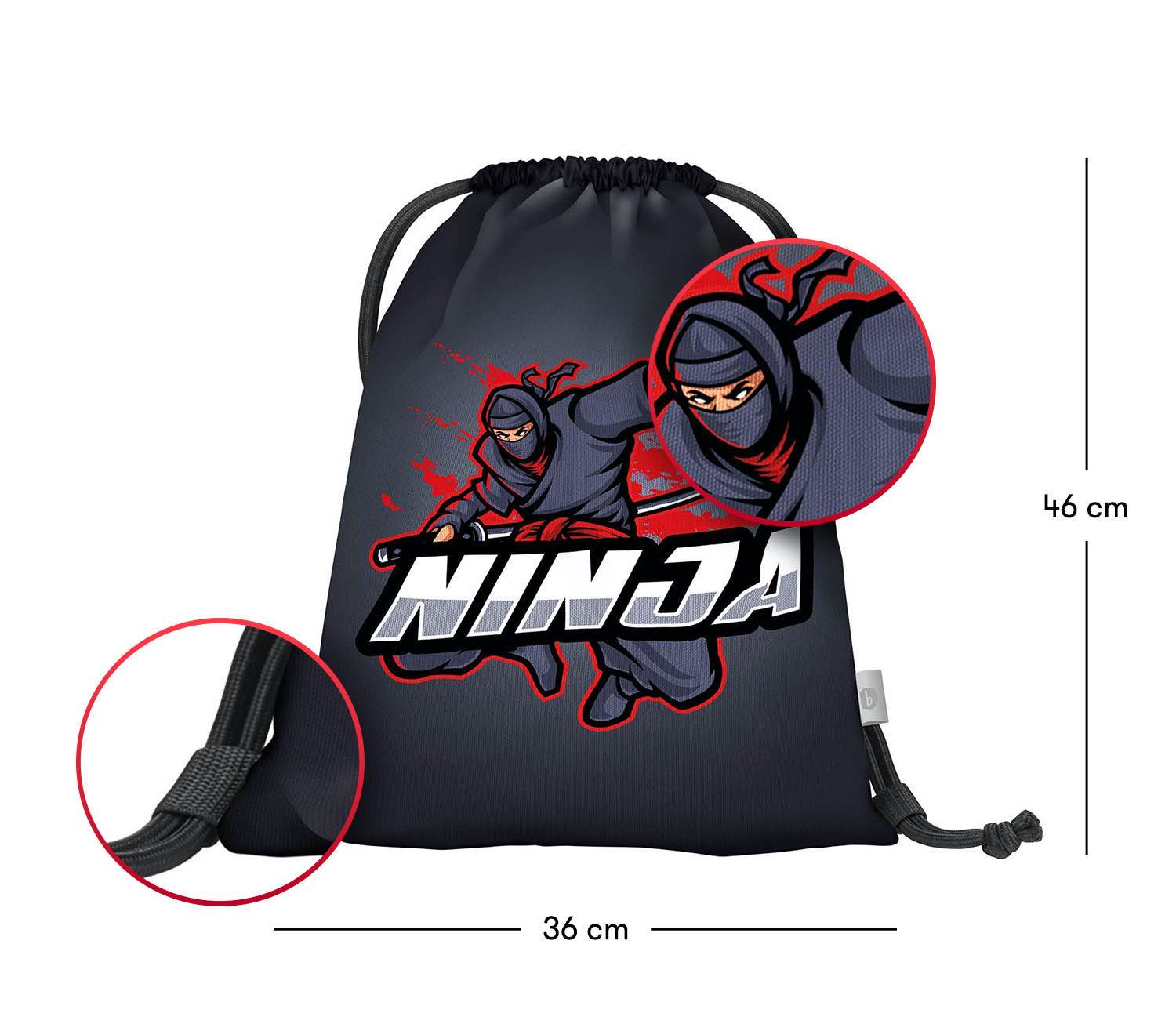 baagl-gym-sacks-ninja-sac-de-gym-noir-gar-on image 3