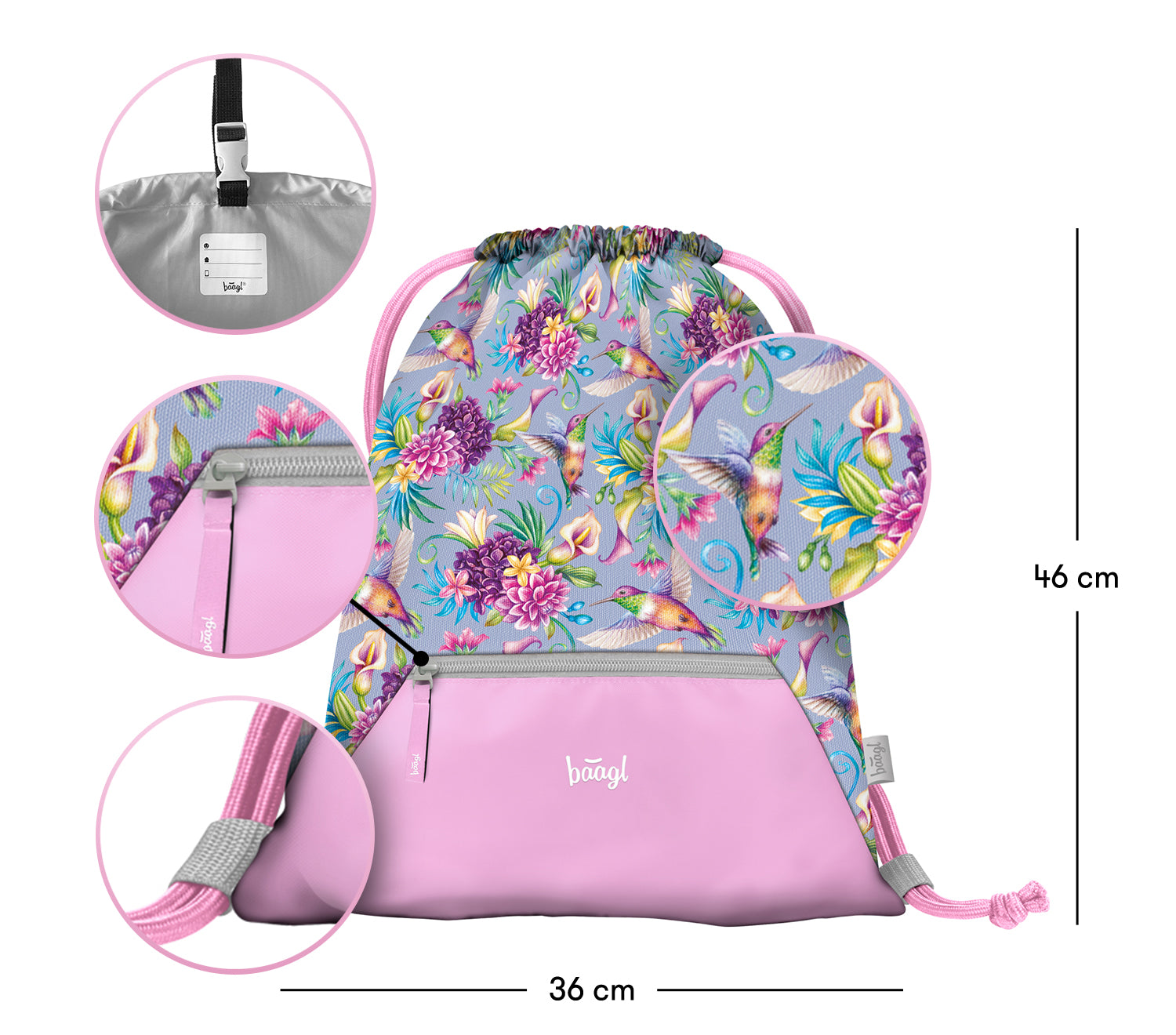 baagl-gym-sacks-sac-gym-hummingbird-poche-zip image 3