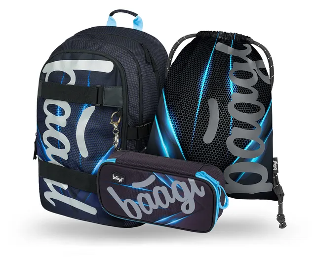 baagl-school-sets-skate-bluelight-cartable-3-pi-ces-bleu-gar-on image 1