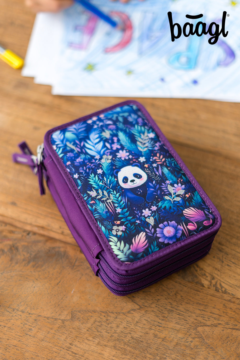 baagl-jungle-panda-trousse-scolaire-triple-3-zip image 8