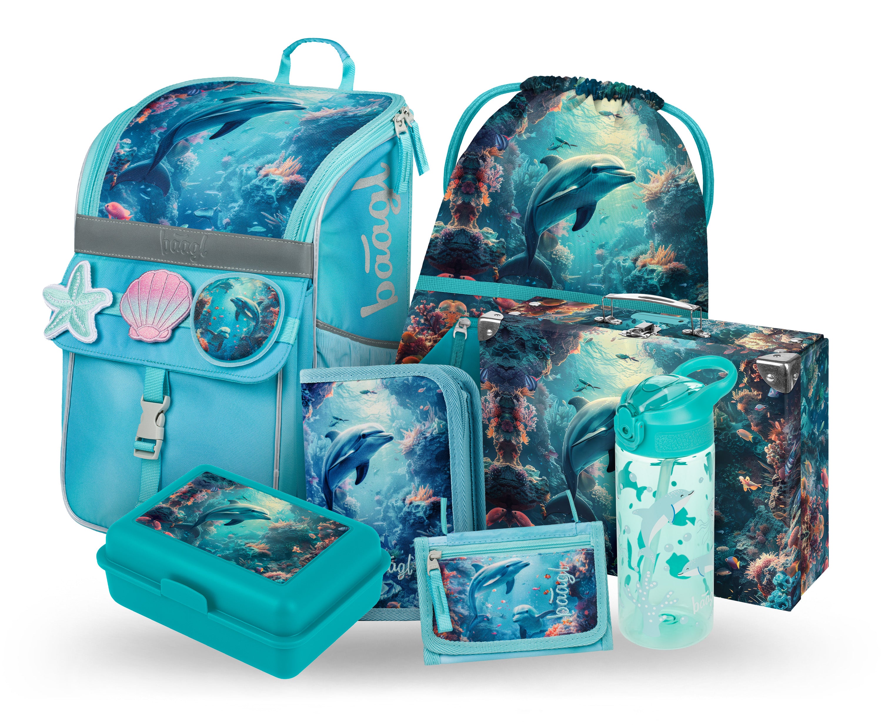 baagl-zippy-dolphin-iii-ensemble-cartable-dauphin-fille image 1