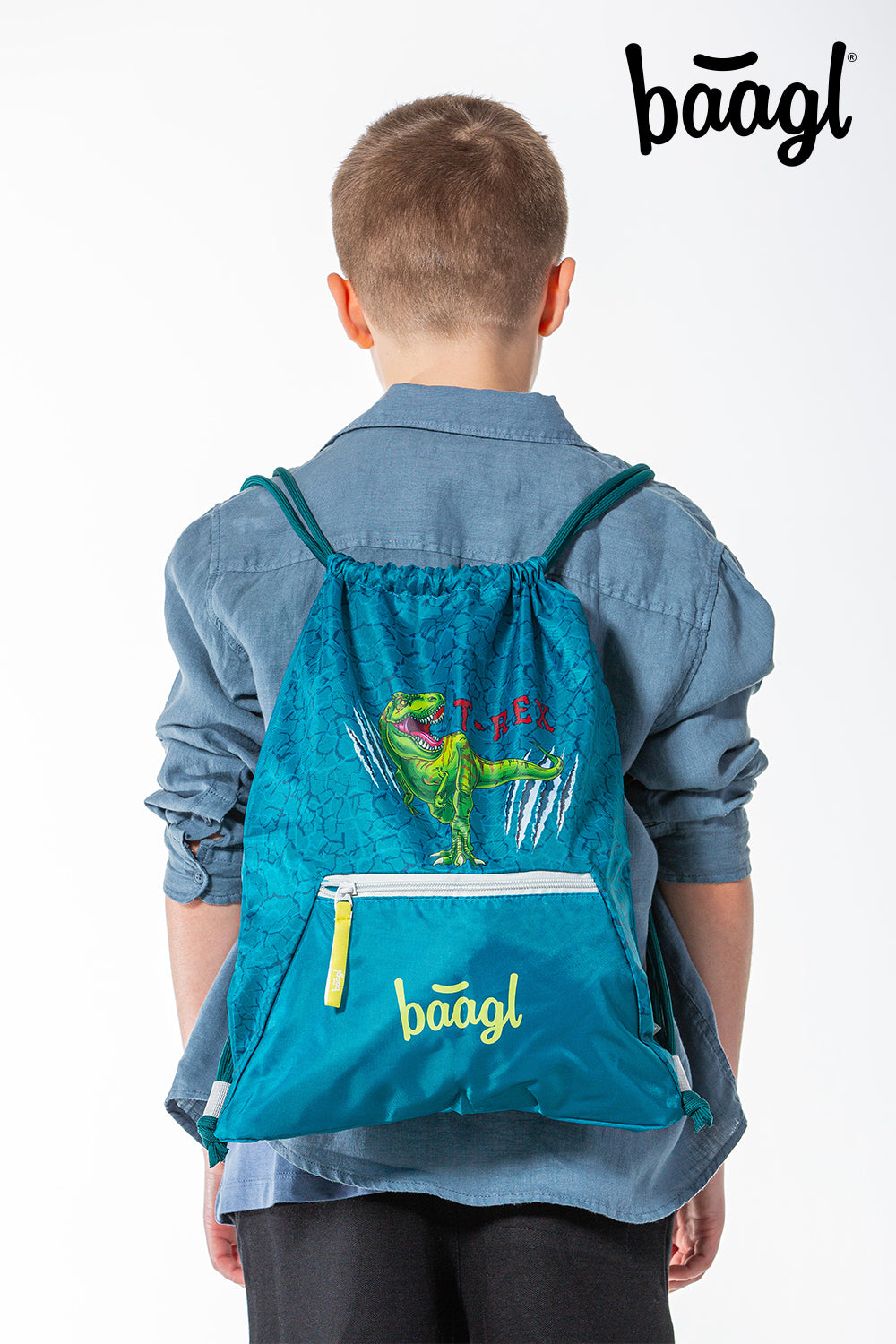 baagl-t-rex-sac-gym-enfant-poche-zip-dinosaure image 4