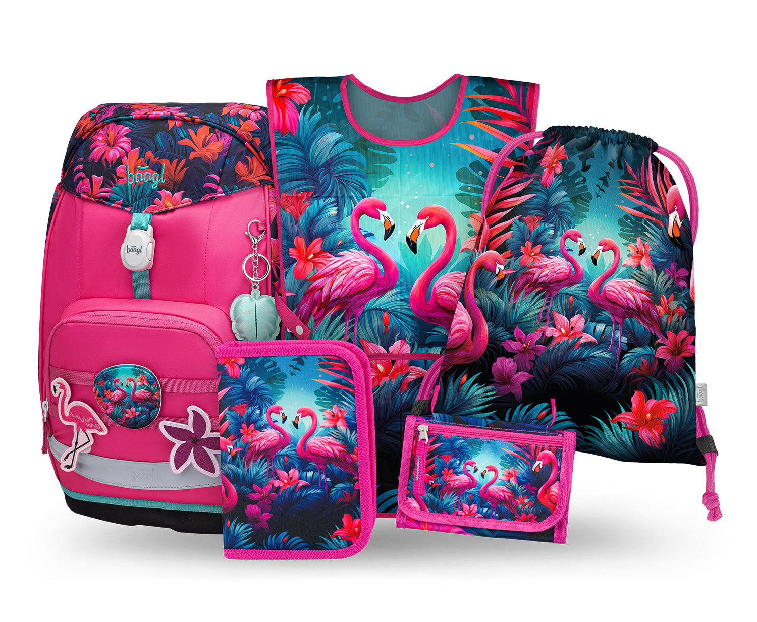 baagl-airy-plus-flamingos-ii-set-cartable-flamant-rose image 1