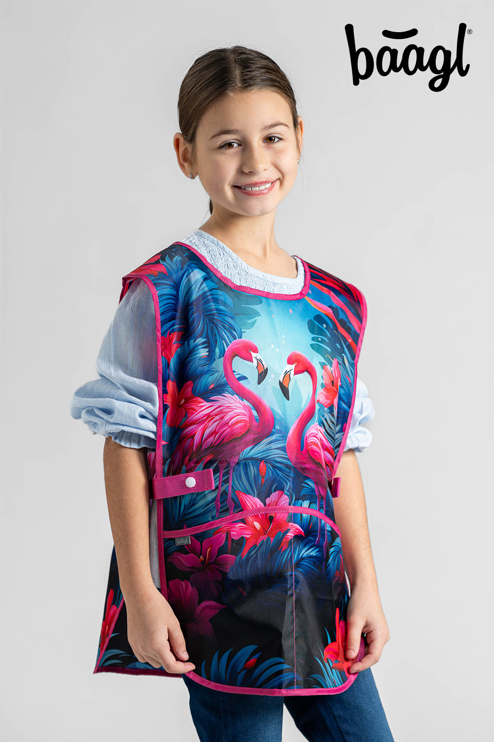 baagl-tablier-enfant-flamingos-blouse-peinture-2-poches image 5