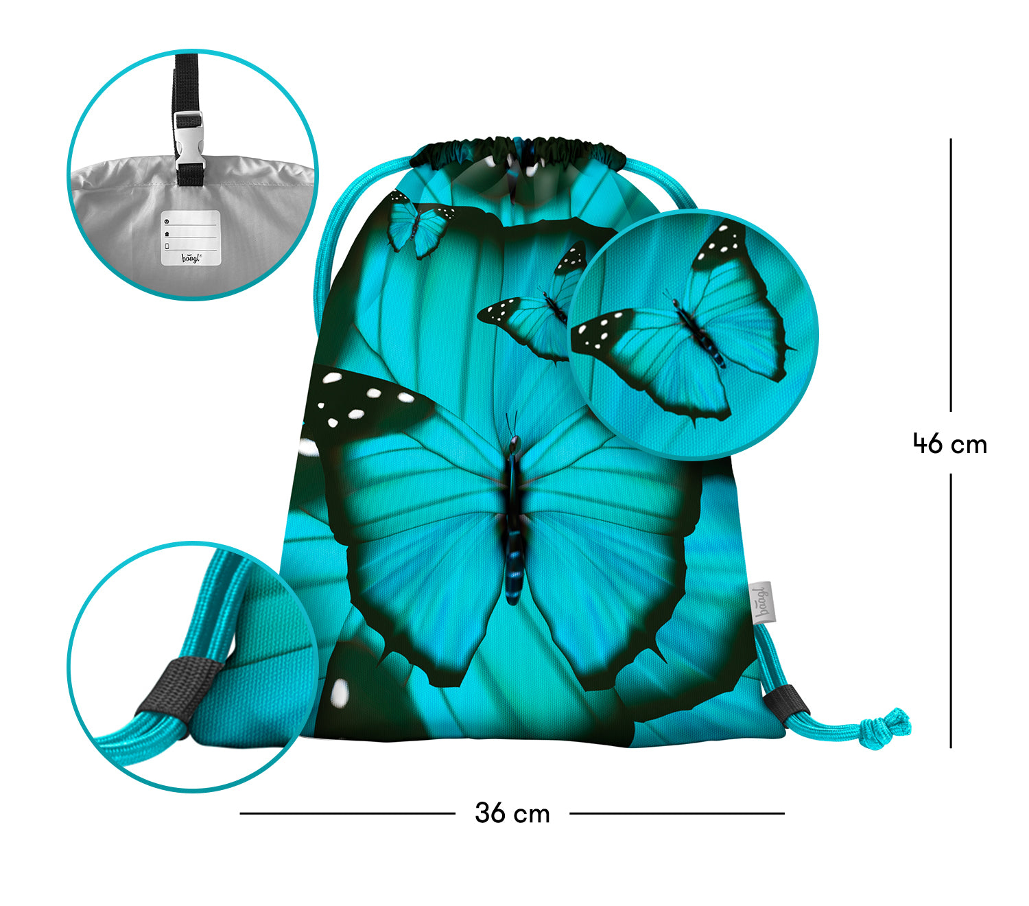 baagl-butterfly-sac-de-gym-papillon-lavable image 3