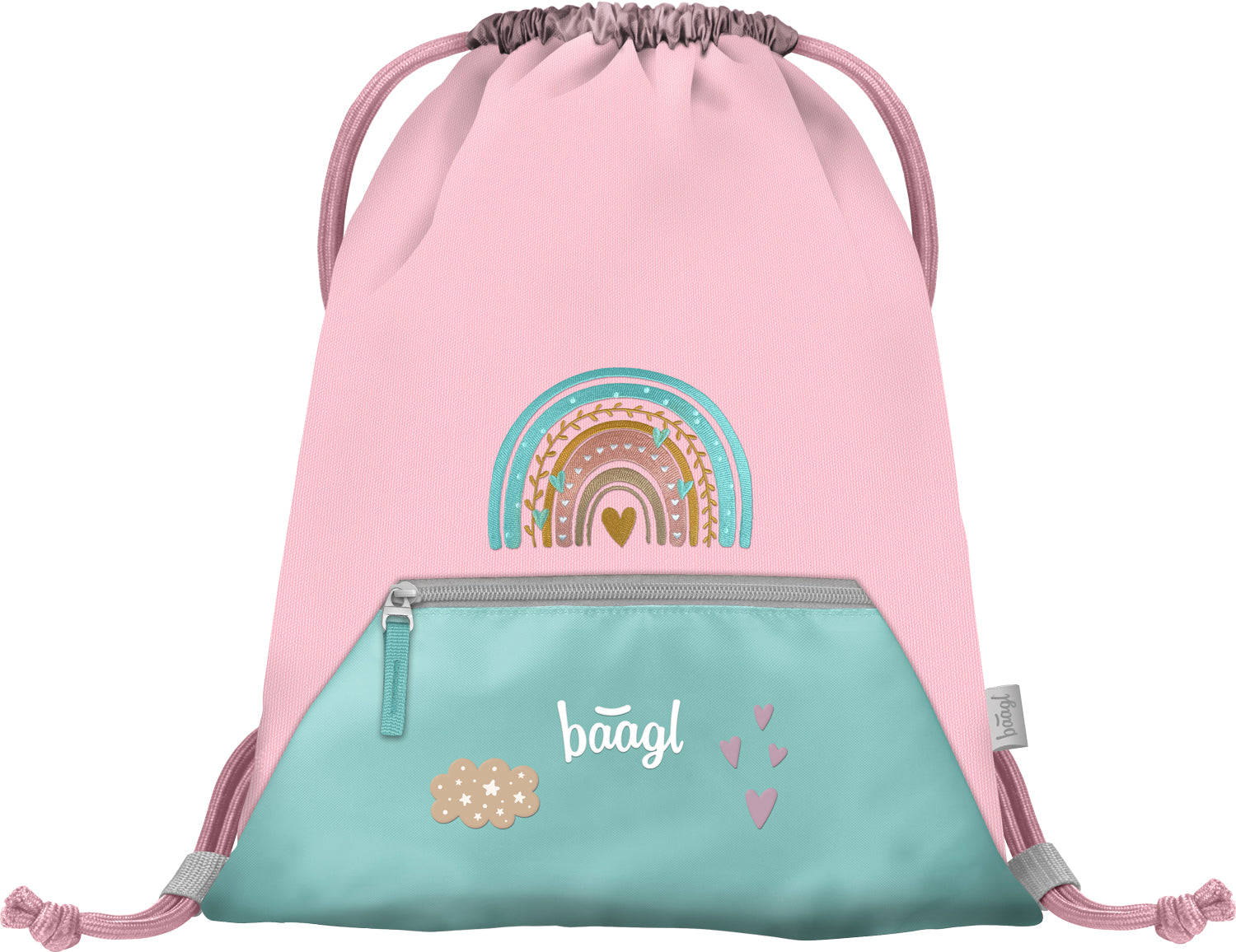 baagl-gym-sacks-sac-gym-pink-rainbow-poche-zipp-e image 1