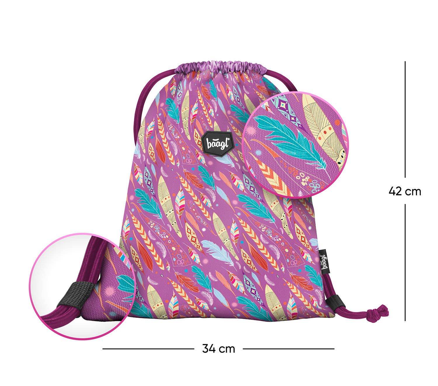 baagl-feathers-sac-gym-cordon-lavable image 2
