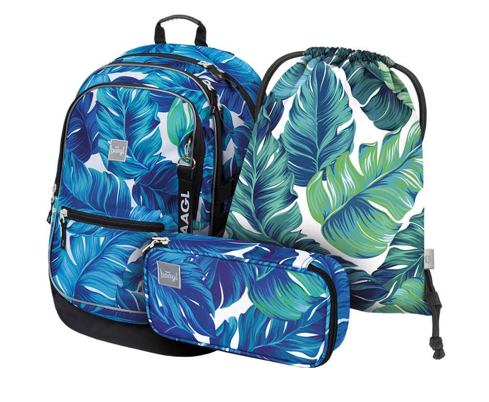 baagl-core-monstera-kit-scolaire-sac-dos-trousse-sac image 1