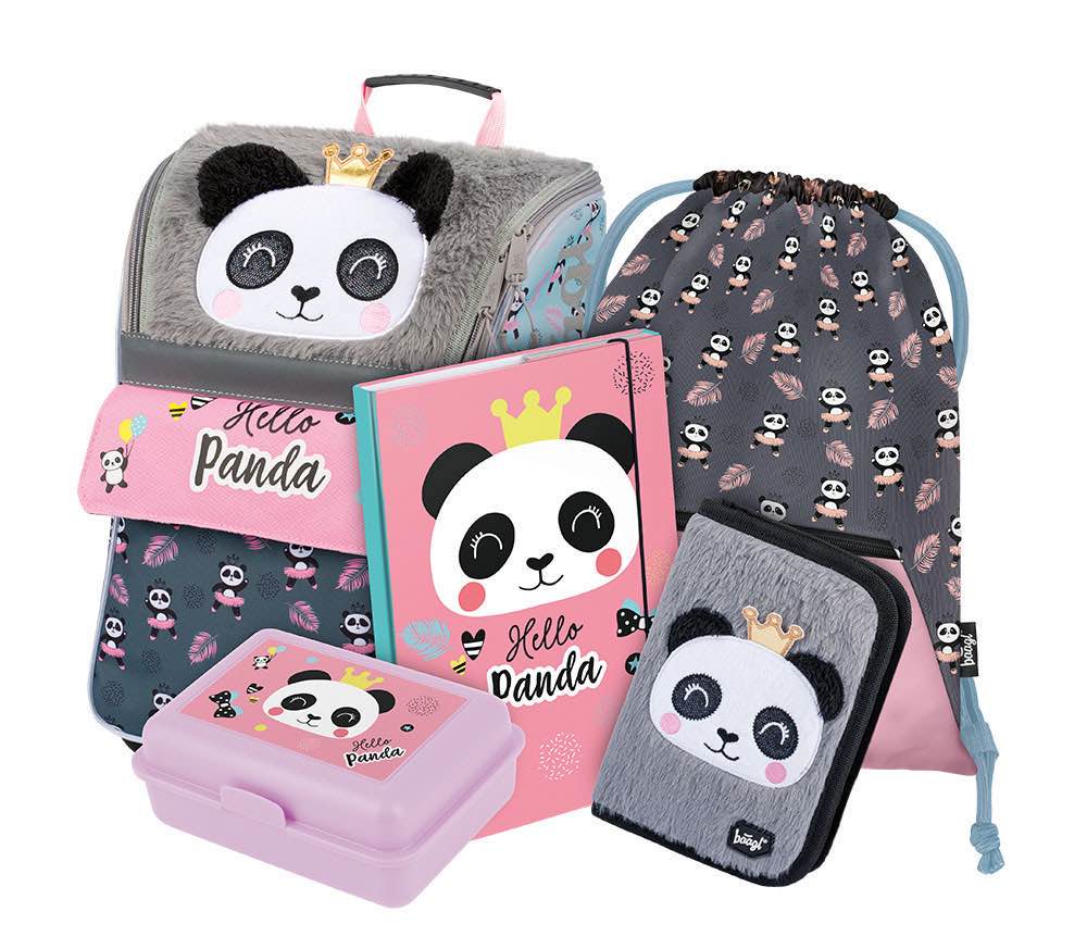 baagl-zippy-panda-ii-set-scolaire-cartable-panda-3-pi-ces image 1