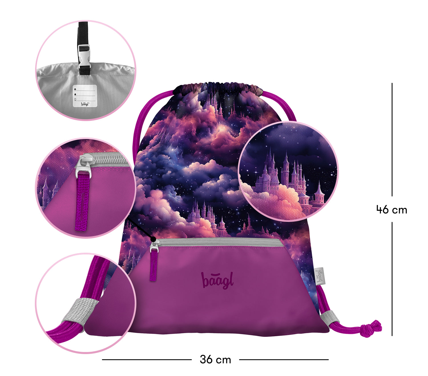 baagl-royal-unicorn-sac-gym-poche-zipp-e-mousqueton image 3