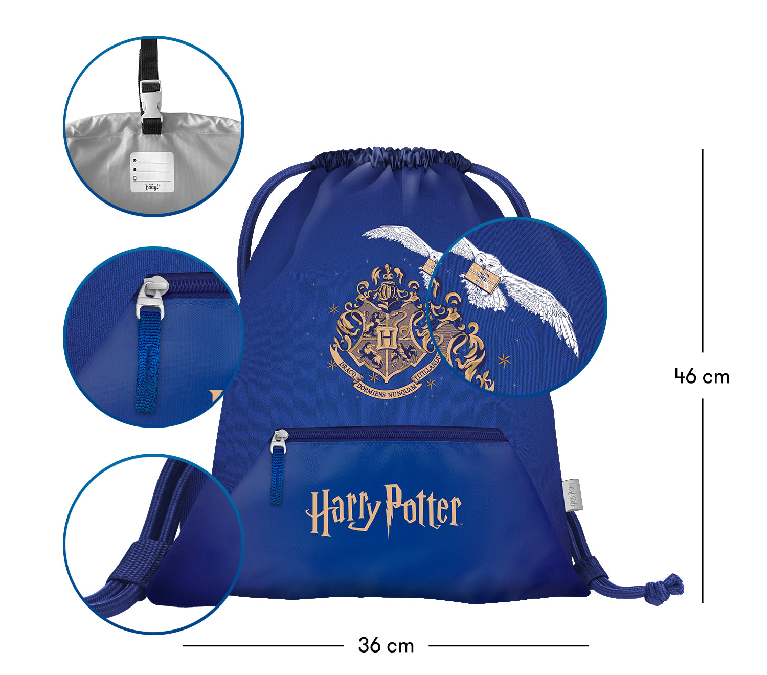 baagl-harry-potter-sac-gym-hogwarts-hedwig-poche-zip image 3