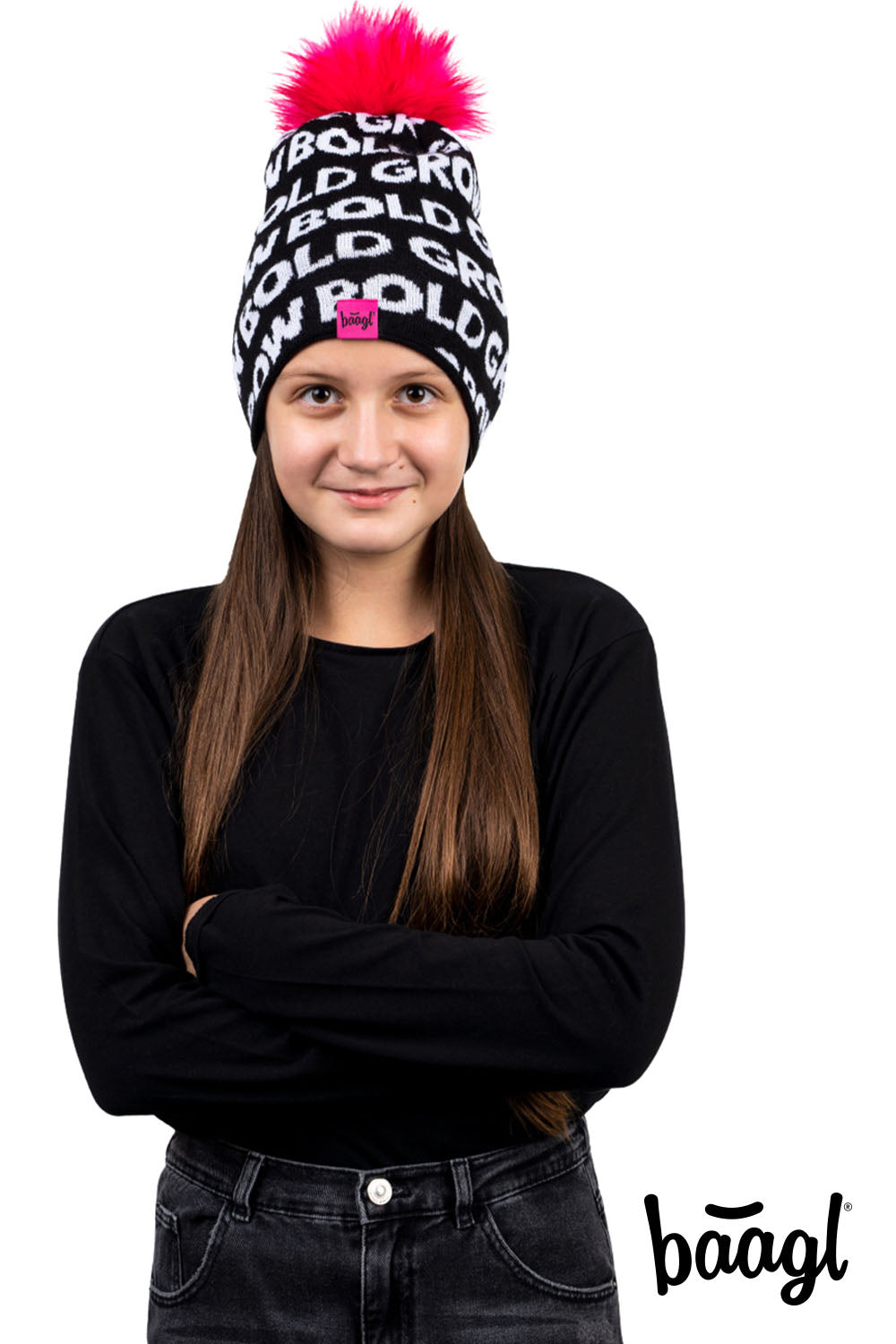 baagl-bonnet-tricot-rose-pompon-fille-6-12-ans image 3