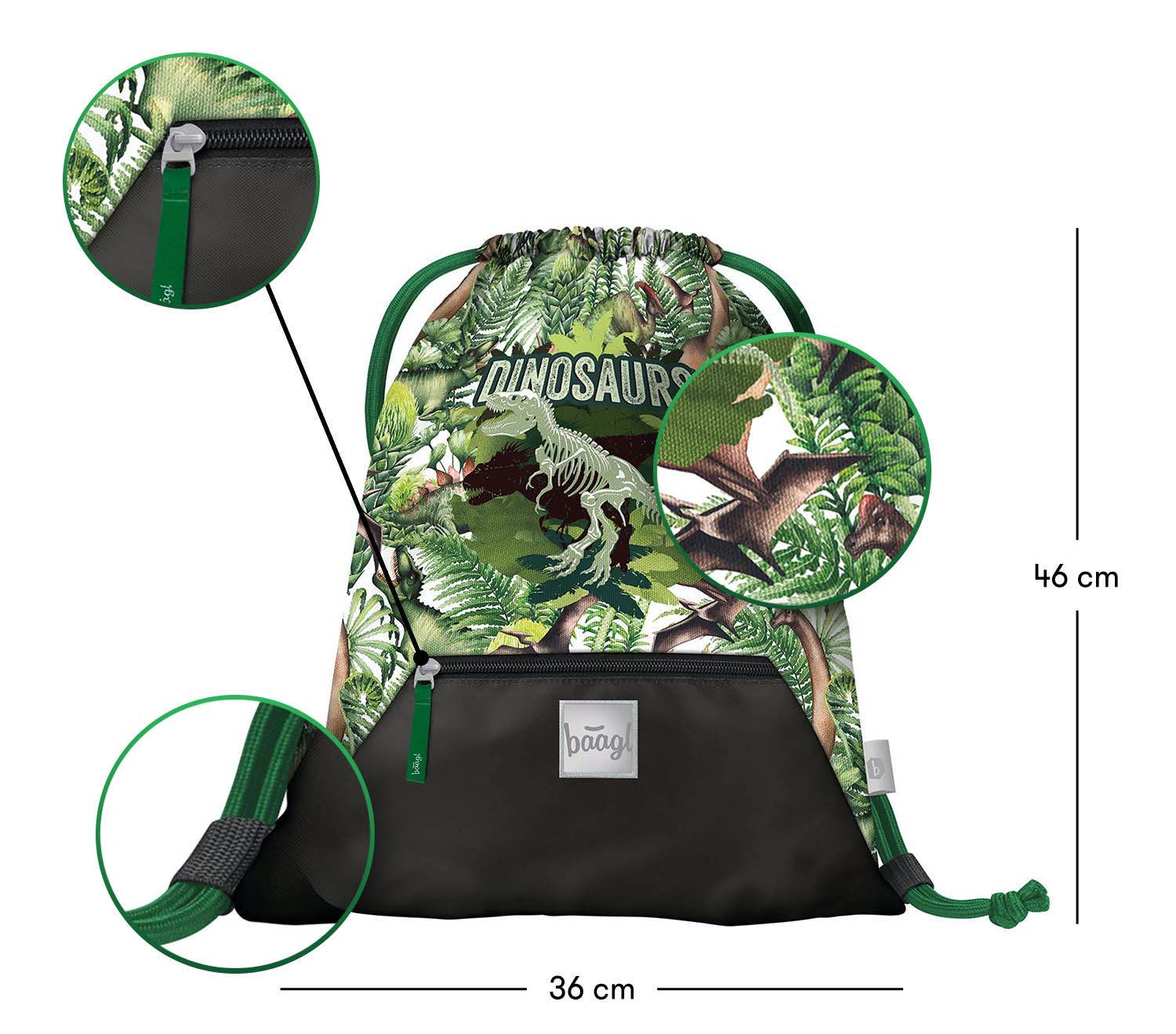 baagl-dinosaures-sac-gym-poche-zipp-e-vert image 3