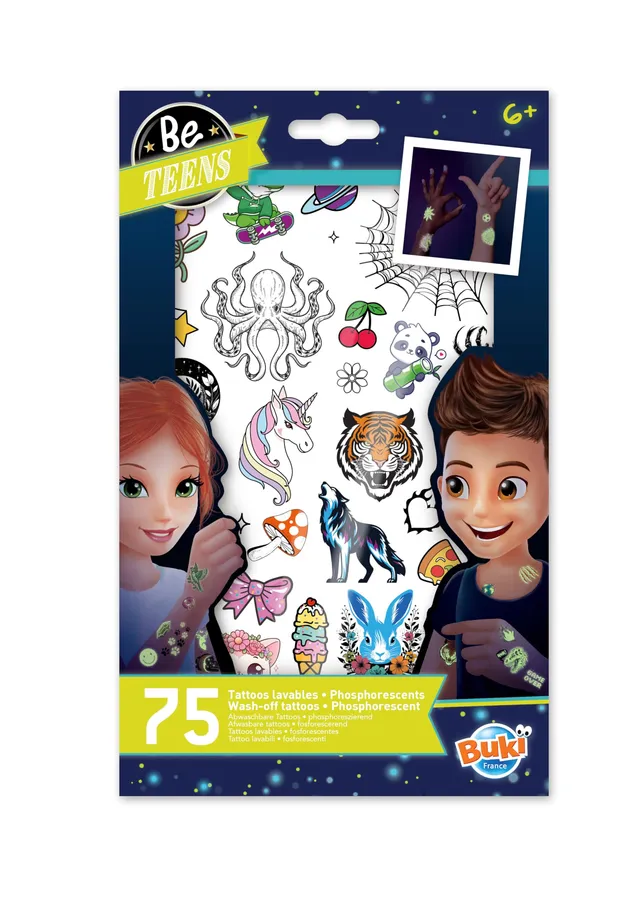 buki-tatouages-phosphorescents-kit-75-tatouages-temporaires image 1