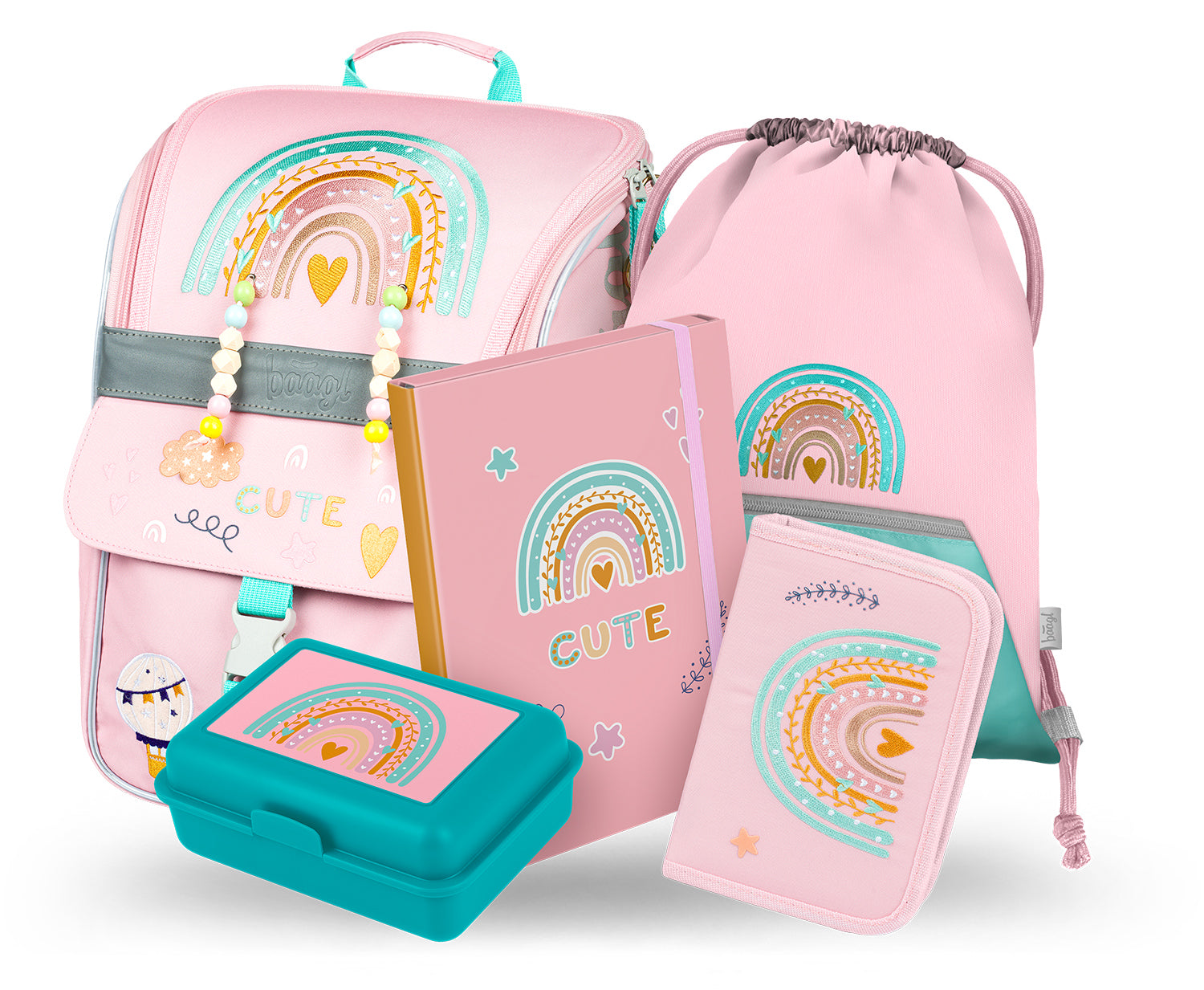baagl-zippy-pink-rainbow-ii-set-scolaire-cartable-3-pi-ces image 1