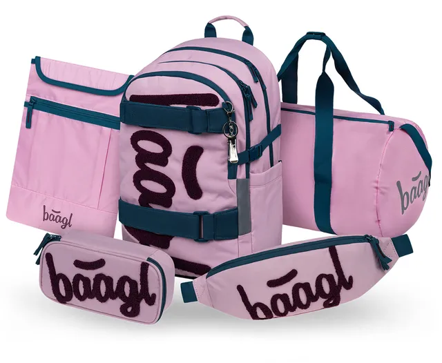 baagl-school-skate-rose-ii-set-scolaire-sac-trousse-rose image 1