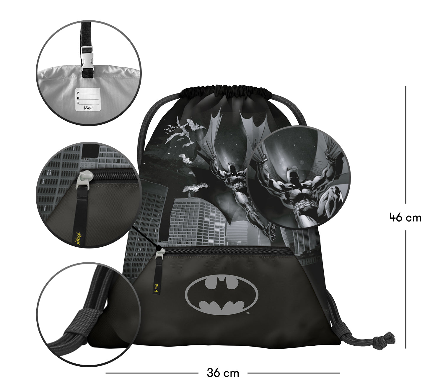 baagl-gym-sac-de-gym-batman-dark-city-poche-zipp-e image 3