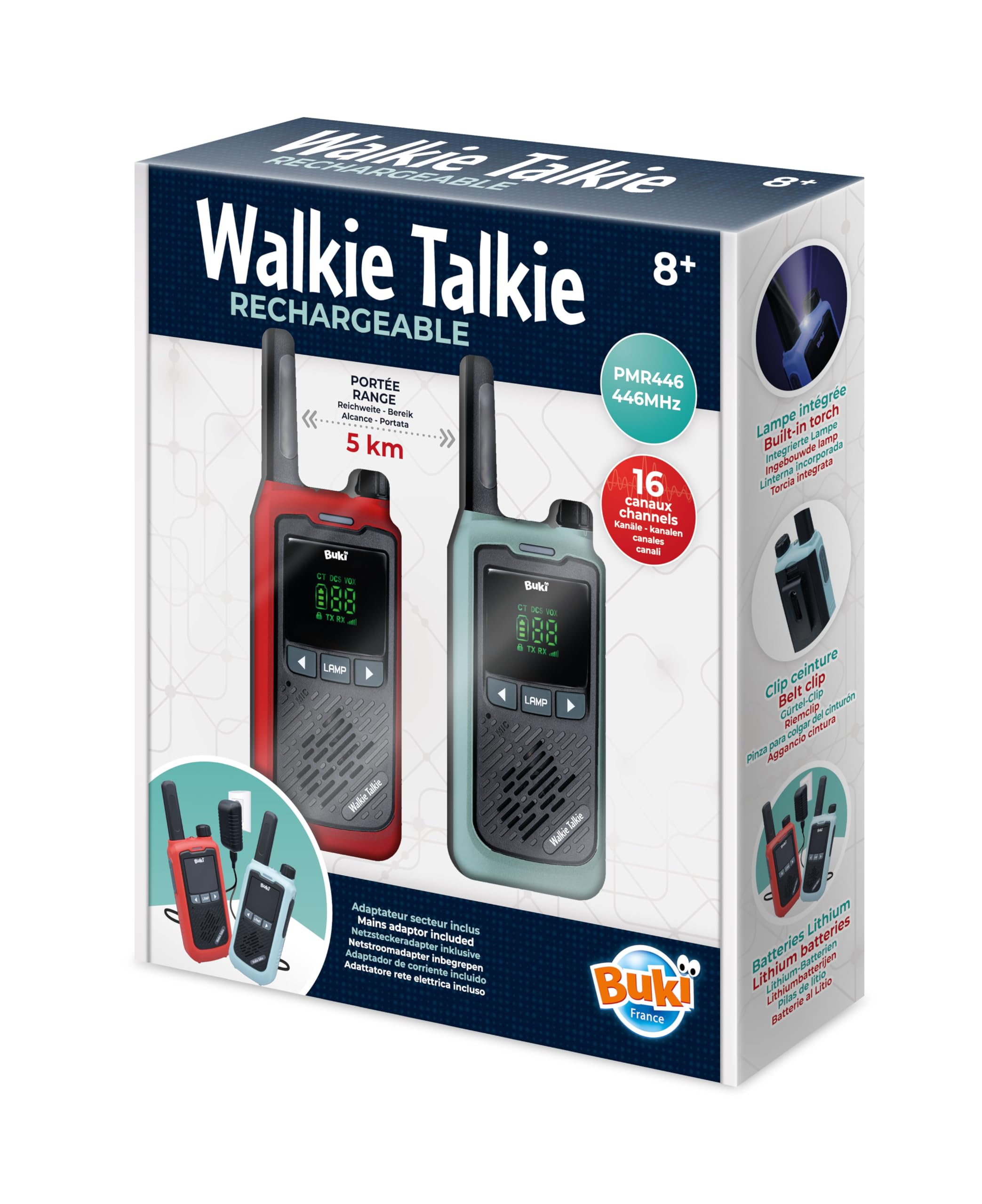 buki-nature-talkie-walkie-rechargeable-5-km-lot-de-2-16-canaux image 1
