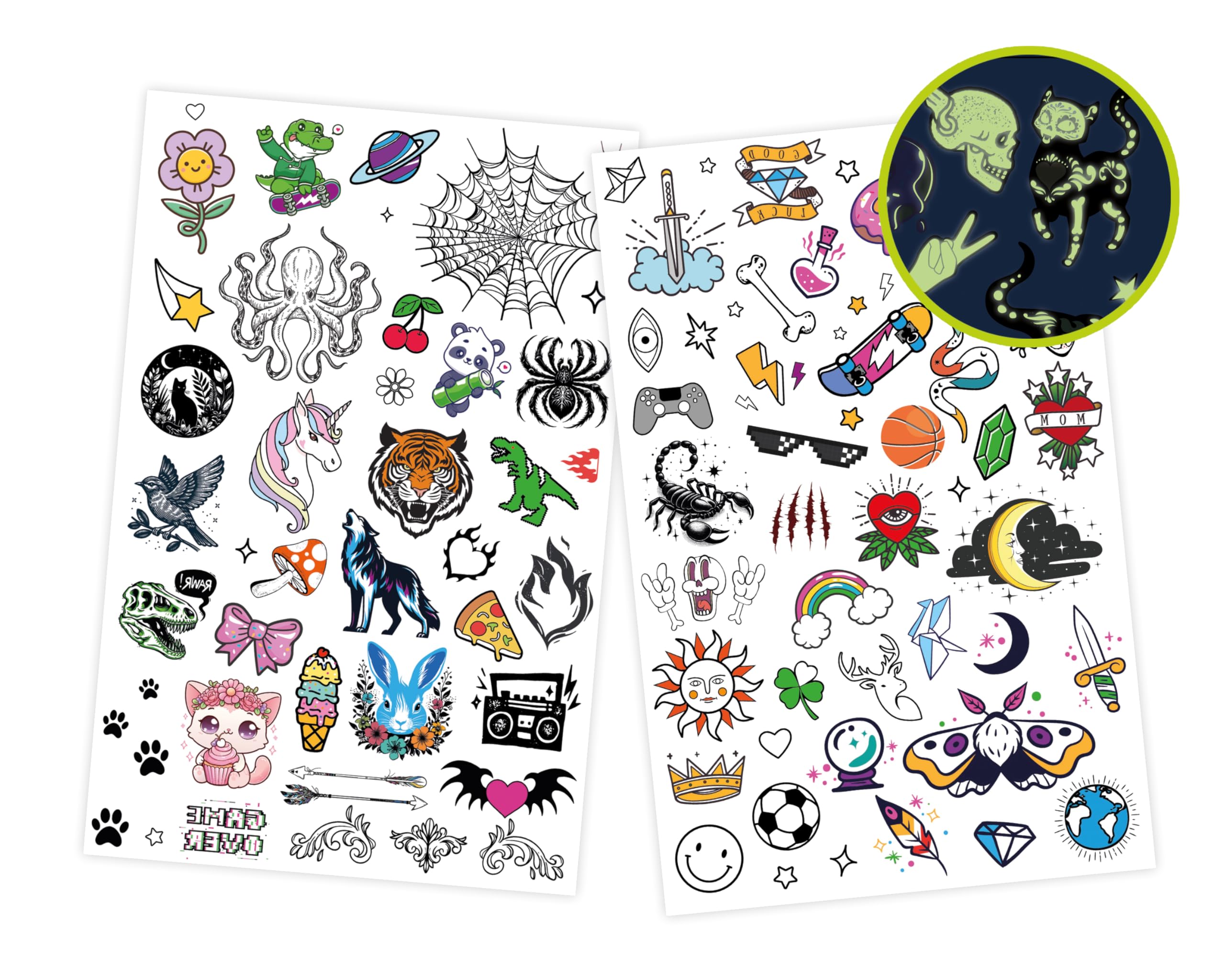 buki-tatouages-phosphorescents-kit-75-tatouages-temporaires image 3