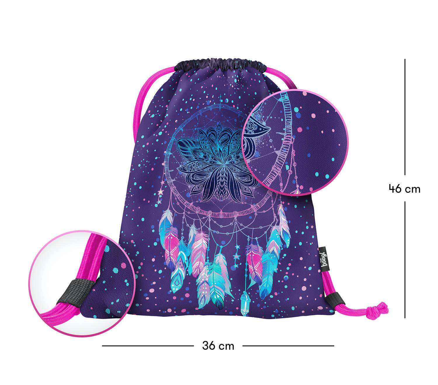 baagl-gym-sacks-dream-catcher-sac-de-gym-cordon-lavable image 3