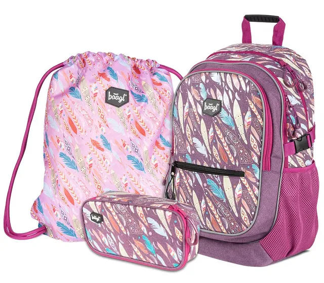 baagl-core-feathers-set-scolaire-fille-25-litres-15-pouces image 1