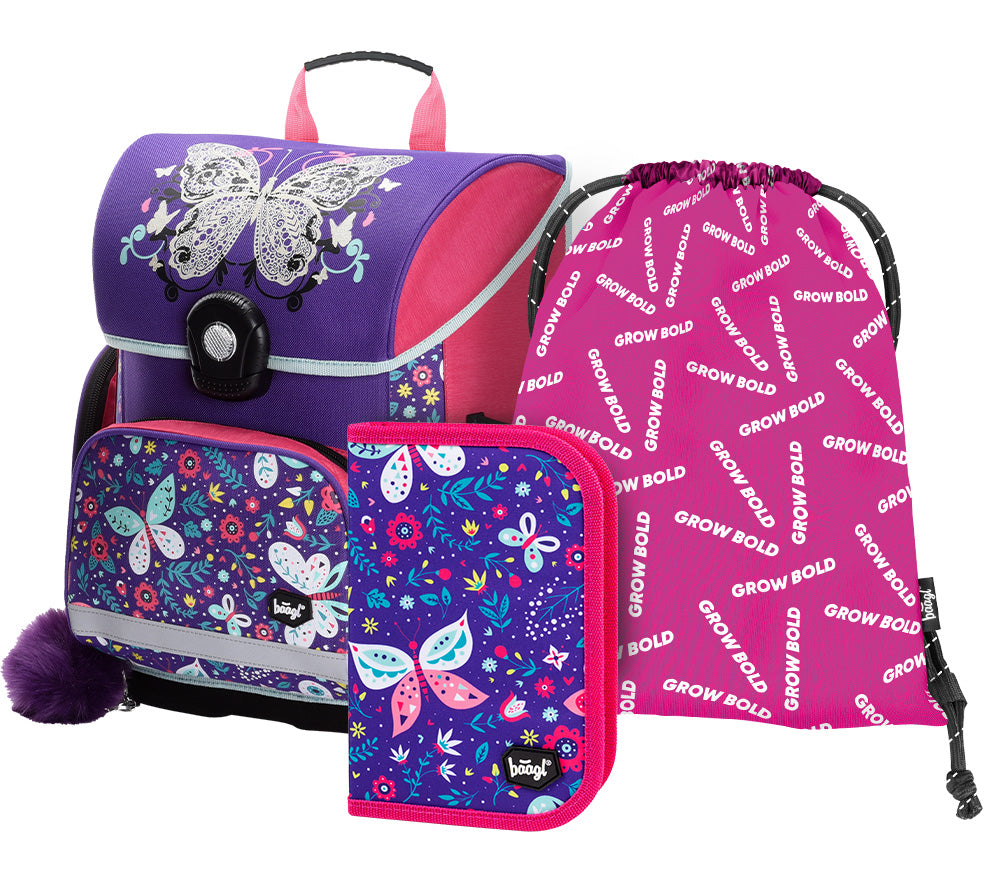 baagl-butterfly-ensemble-scolaire-cartable-trousse-18-l-fille image 1