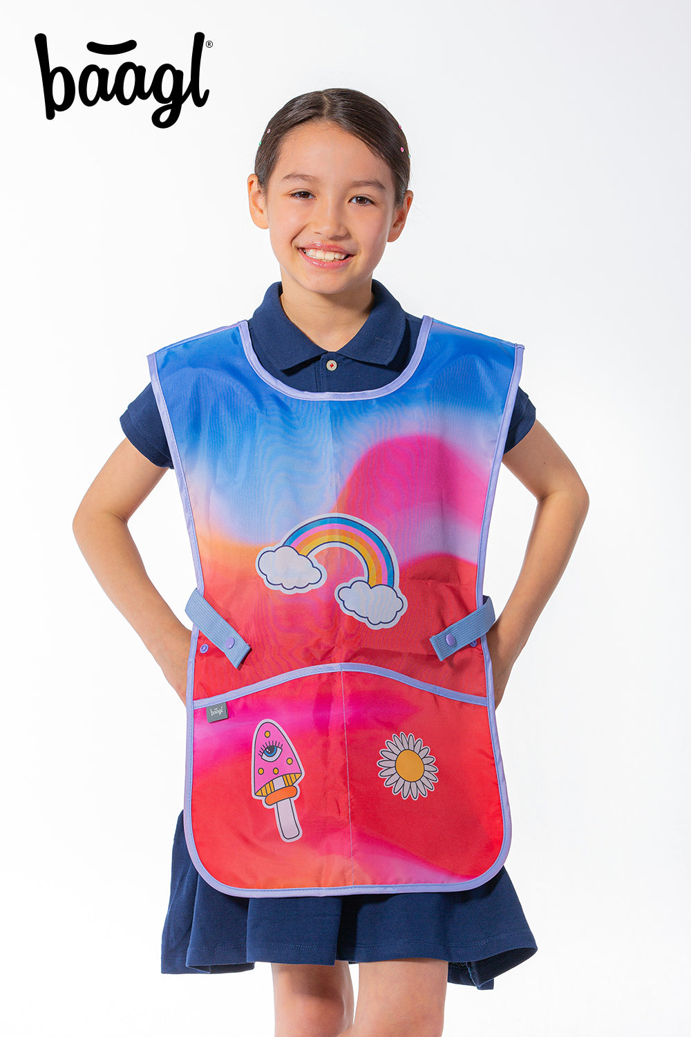 baagl-aprons-tablier-enfant-rainbow-red-lavable-2-poches image 5