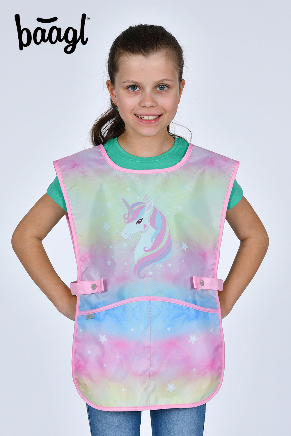 baagl-rainbow-unicorn-tablier-enfant-licorne-2-poches-lavable image 5