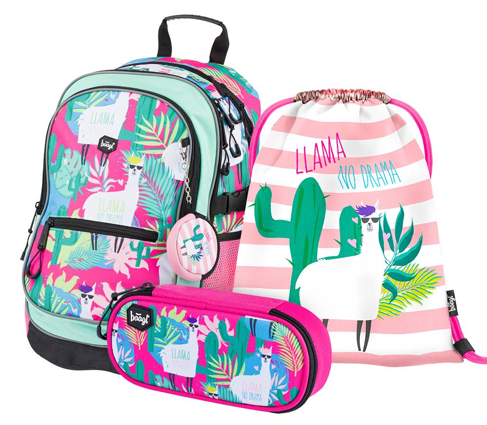 baagl-core-llamas-ensemble-scolaire-3-pi-ces-sac-trousse image 1