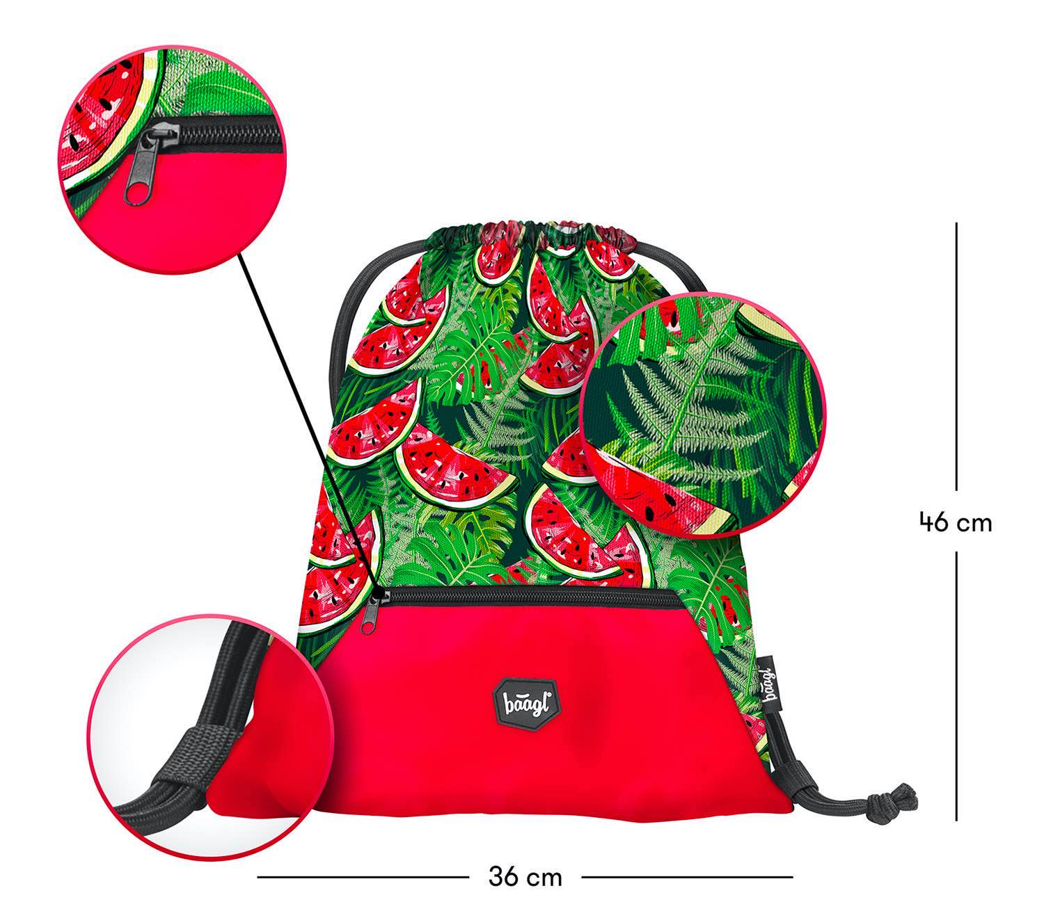 baagl-melon-sac-gym-poche-zip-enfant-lavable image 3
