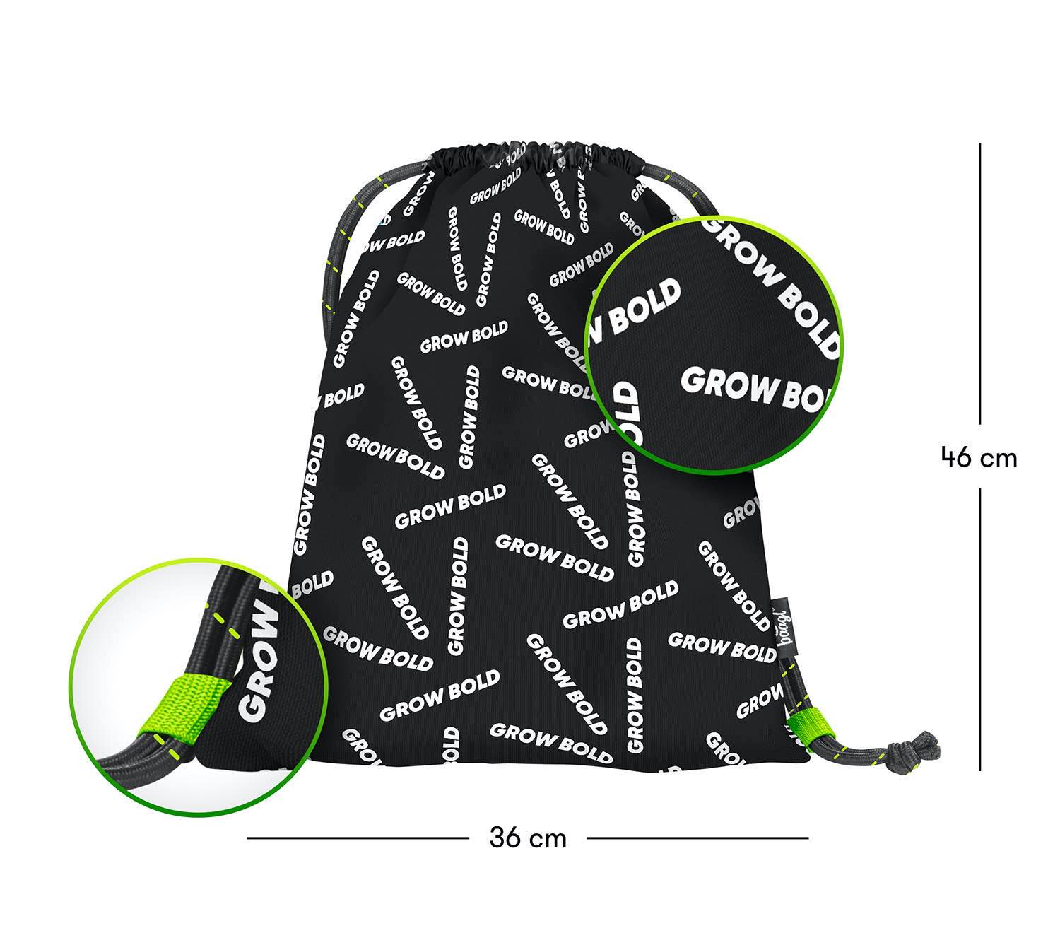 baagl-gym-sacks-sac-de-gym-grow-bold-noir-lavable image 3