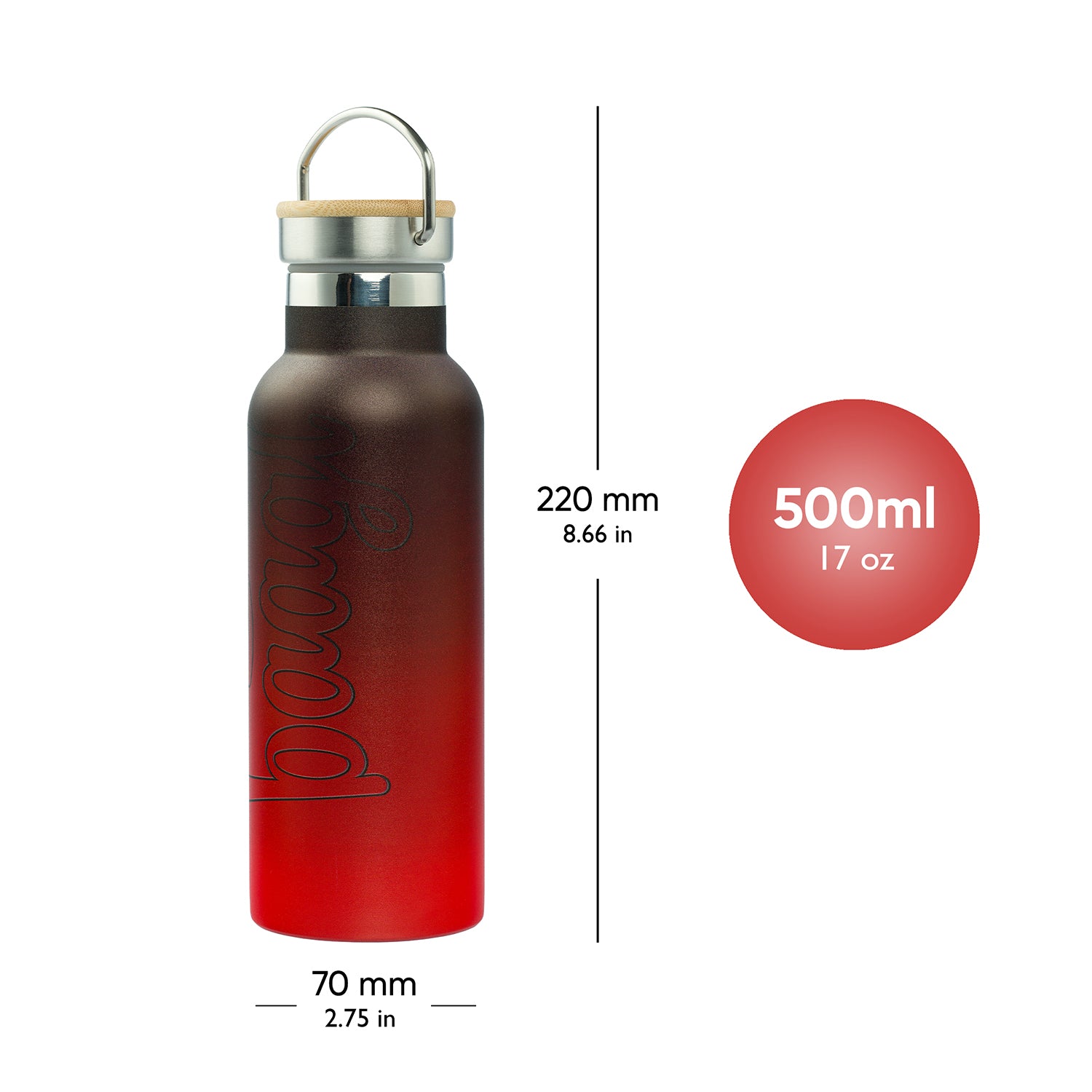 baagl-gradient-rouge-noir-gourde-thermos-500-ml image 4