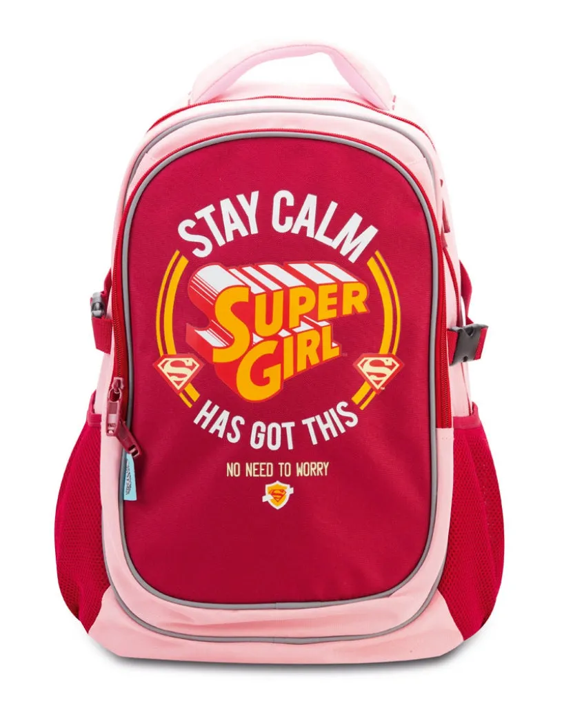baagl-supergirl-stay-calm-sac-dos-scolaire-poncho-fille image 1
